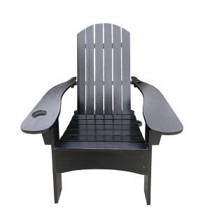 XINGHANZHENXUAN White Patio Accent Chairs, Outdoor Chair with Umbrella Hole on Arm, Comfortable Hardwood Patio Seating - 1 of 4