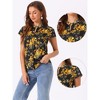 INSPIRE CHIC Women's Satin Stand Collar Work Cap Sleeve Floral Blouse - 2 of 4