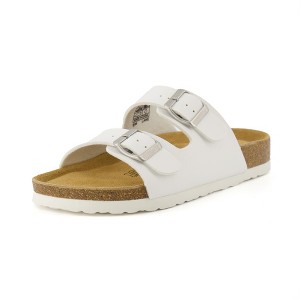 CUSHIONAIRE Lane Cork Footbed Sandals for Women –Comfortable Double Buckle Slip-On with Genuine Suede Footbed & Arch Support Slides for Women Footwear - 1 of 4