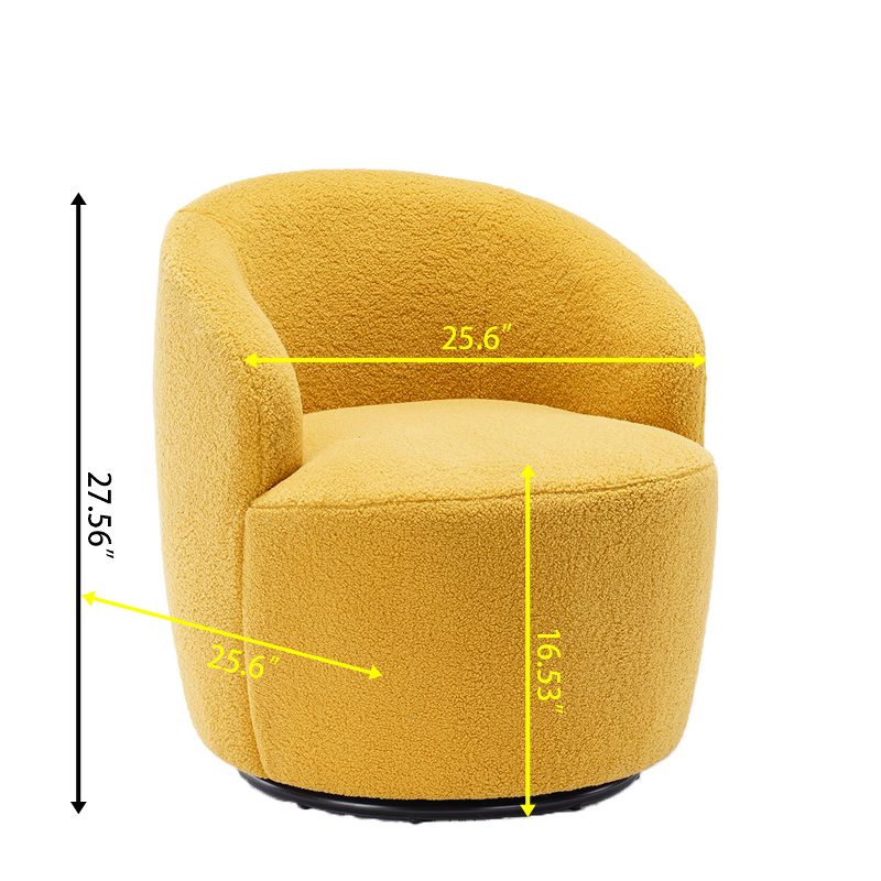 360° Swivel 25.60'' Wide Soft Touch Modern Teddy Tiny Upholstered Barrel Varity Chairs -The Pop Maison, 5 of 7