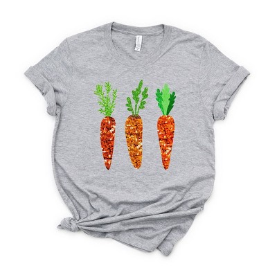 Simply Sage Market Women's Sequins Carrots Short Sleeve Graphic Tee - M - Heather Grey