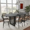PexFix 79" x 33.5" Farmhouse Kitchen Dining Room Table Home Furniture Oval Black Kitchen Table with Rattan Woven Legs for Kitchen Bar Living Room - 3 of 4