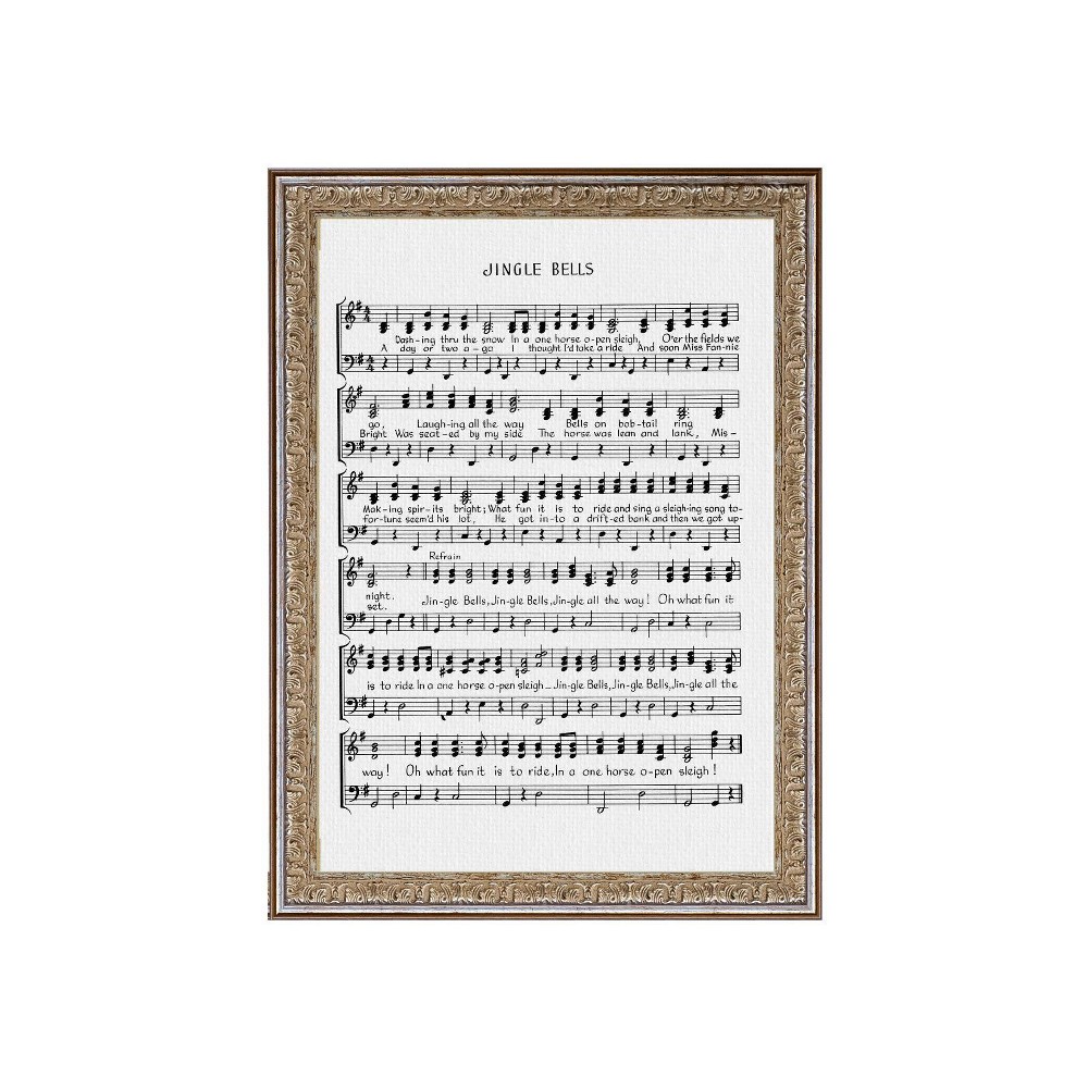 Photos - Other Decoration 8" x 10" Jingle Bells Sheet Music Silver/Gold Frame Wall Canvas - Petal La