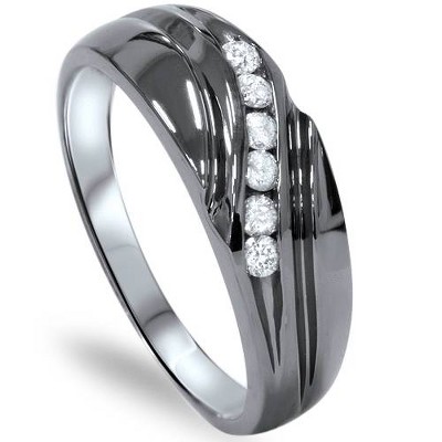 Pompeii3 1/4ct Channel Set Diamond Ring 14K Black Gold