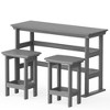 Pamapic HDPE Plastic Outdoor Patio Rectangle Bar Height Bistro Dining Set in Gray - 2 of 4