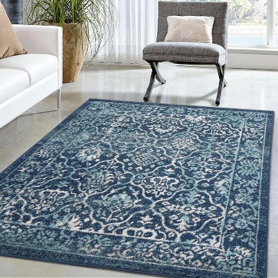 Vintage Rug Light Grey Oriental Floral Door Mat Medallion Small Carpet Traditional Accent for Entrance Living Room Kitchen