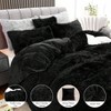Fluffy Black Velvet Duvet Cover Set, King Size, 4Pcs Zipper - 3 of 4