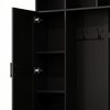 CAVINAS Hall Tree with Shoe Rack Modern 3-in-1 Coat Rack with Storage Bench, Open Shelves and 6 Hooks for Foyer - 3 of 4