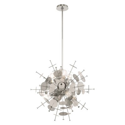 Polished Chrome 6-Light Globe Pendant with Geometric Glass Discs