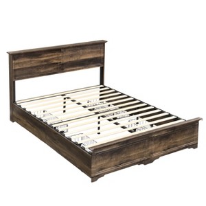 Brafab Queen Bed Frame with Headboard & 4 Underbed Storage Drawers, Platform Bed,No Box Spring Needed, Low Profile Modern Bedroom Furniture - 1 of 4