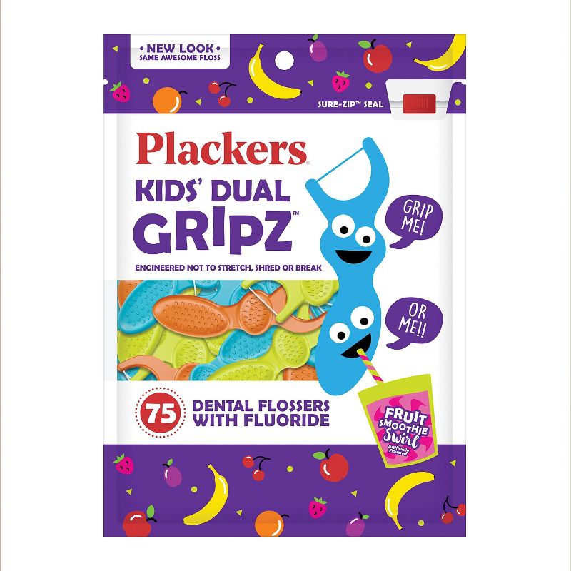Plackers Kids Dual Grip Flosser - 75ct/4pk, 1 of 8