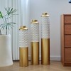 AENKYO Set of 3 Metal Floor Vases with Gold Accents, Textured Geometric Cylinder VasesTall Decorative Vases, 24.6"/29.3"/33.86" High - 2 of 4