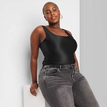 CURVE SENSE Black Plus-Size Sharon Cowl Neck Knit Bodysuit Sz 3X