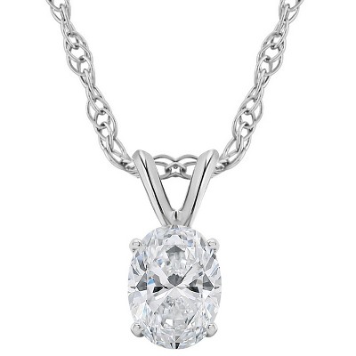 Pompeii3 1/3Ct Certified Lab Created Oval Diamond Solitaire Pendant White Gold Necklace