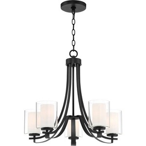 Minka Lavery Sand Coal Pendant Chandelier 25 1/2" Wide Modern Clear Outer White Inner Glass Shade 5-Light Fixture for Dining Room - 1 of 3
