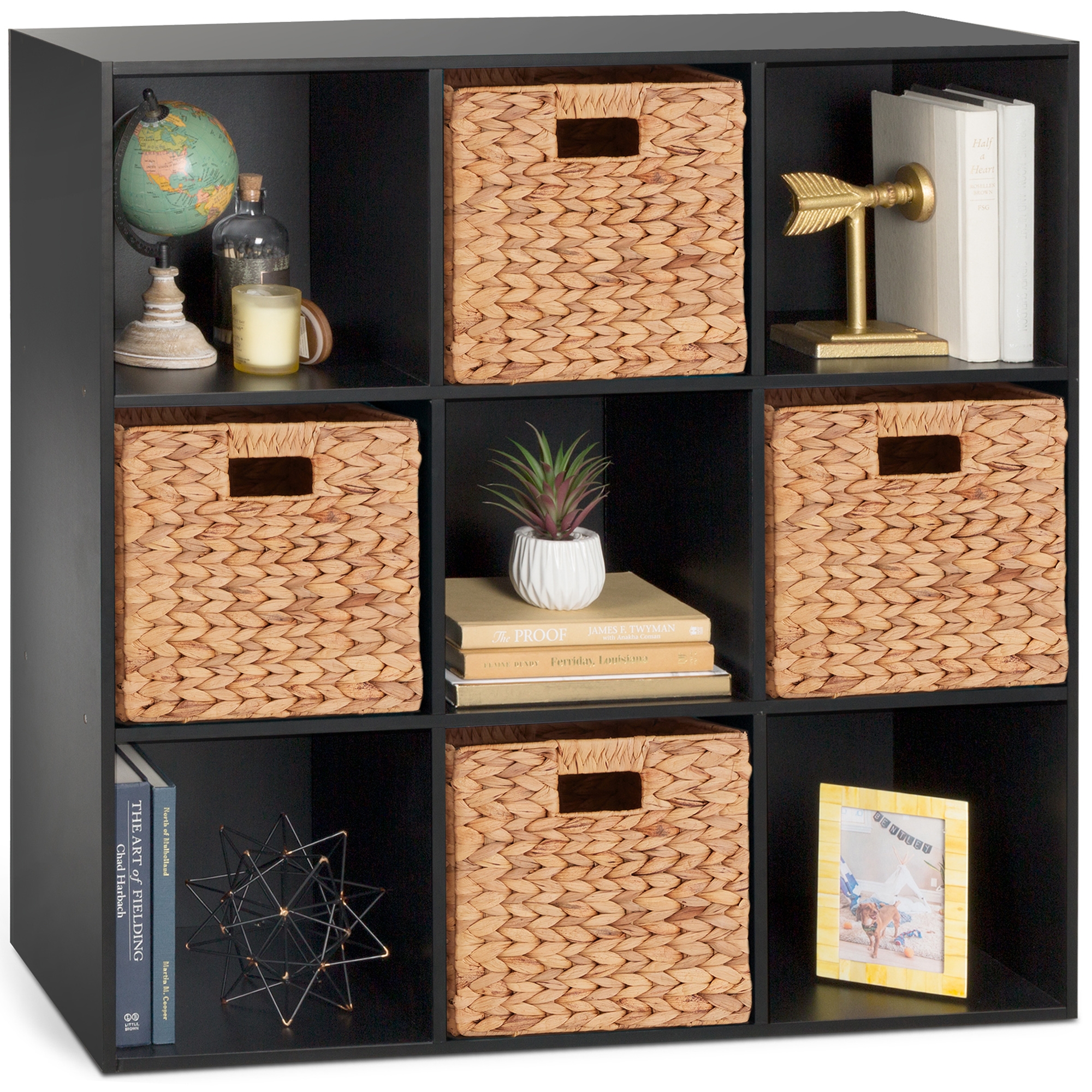Best Choice Products 9-Cube Bookshelf, 11in Display Storage Organizer w/ 3 Removable Back Panels - Black