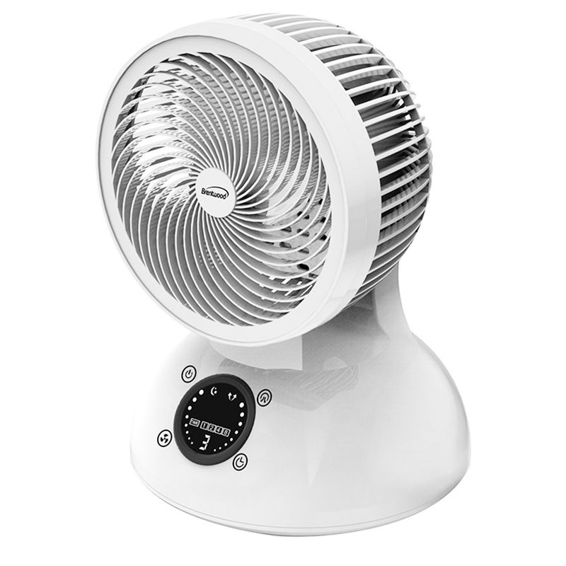 Brentwood 6 Inch Three Speed Oscllating Desktop Fan with Timer and Remote Control in White, 1 of 8