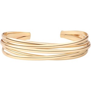 Gold Bangle Bracelets for Women Trendy Chunky Adjustable Twist Love Textured Bracelet - 1 of 4