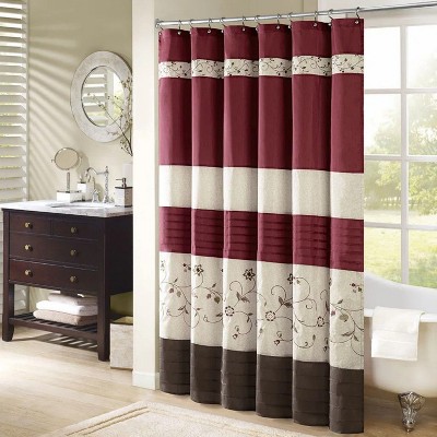 LunaLulinlk Faux Silk Embroidered Floral Shower Curtain