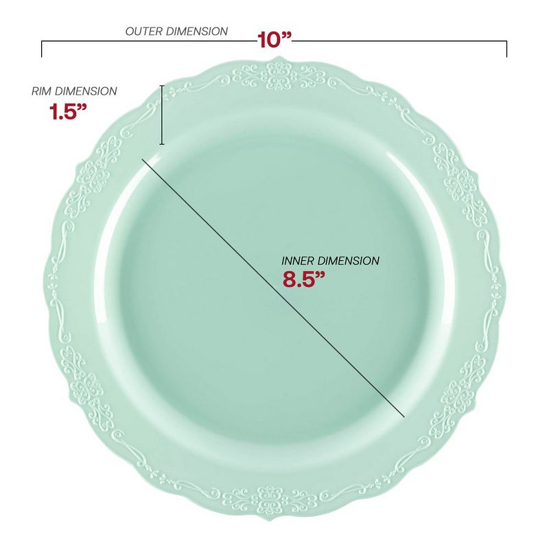 Smarty Had A Party 10" Turquoise Vintage Round Disposable Plastic Dinner Plates (120 Plates), 2 of 7