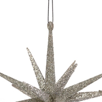 Silver Glitter Starburst Hanging Christmas Ornament