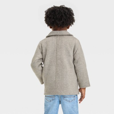 Cat & Jack Baby Boys' Faux Wool Navy Double-breasted Pea Coat Jacket - Picture 7 of 9