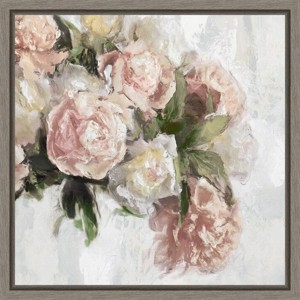 Amanti Art 16" x16" Floral Pastel Peony II by Emily Ford Framed Canvas Wall Art Print: Modern Botanical Lithograph, Polystyrene Frame - 1 of 4