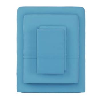 Hastings Home 4-Piece Microfiber Sheet Set, Full Size - Blue