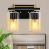 DAKAFUL Modern Bathroom Vanity Light, Vanity Fixture with Black+Gold/Silver Frame&Clear Glass Shade, Wall Light for Mirror, Bedroom, Bathtub Area - 2 of 4