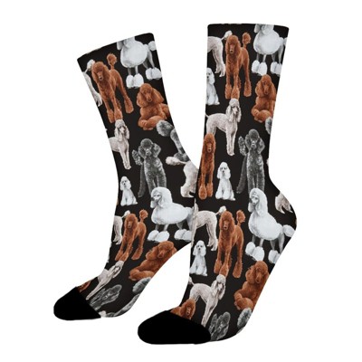 Pure Breeds Poodles Black Women Printed Crew Socks Funny Funky Socks Soft Polyester Novelty Gifts for Artists Men