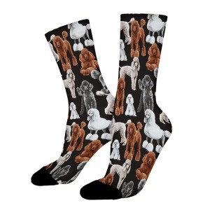 Pure Breeds Poodles Black Women Printed Crew Socks Funny Funky Socks Soft Polyester Novelty Gifts for Artists Men - 1 of 1
