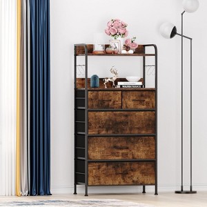 Garvee 5 Drawers Dresser for Bedroom - Fabric Storage Tower with Wood Top, Sturdy Steel Frame, Easy Pull Handle Dressers - 1 of 4