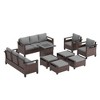 Sonkuki 9 Pieces Patio Sofa with Square Fire Pit Table and Ottomans, Patio Conversation Couch with Cushion - 2 of 4