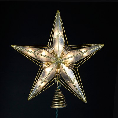 Kurt S. Adler 9.5" Lighted Capiz and Gold Painted Star Christmas Tree Topper - Clear Lights