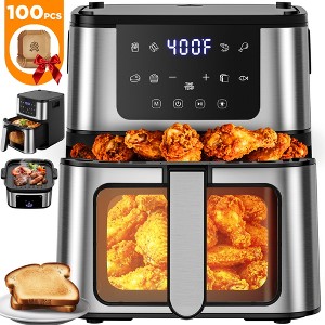 8-in-1 Digital Air Fryer Oven with Grill Pan, 7Qt Large Capacity, LED Touch Screen, 8 Presets, Uses 95% Less Oil, Includes 100 Liners - 1 of 4