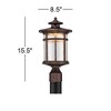 Franklin Iron Works Mission Post Light Fixture LED Bronze 15 1/2" Seeded Glass for Deck Garden Yard - 4 of 4