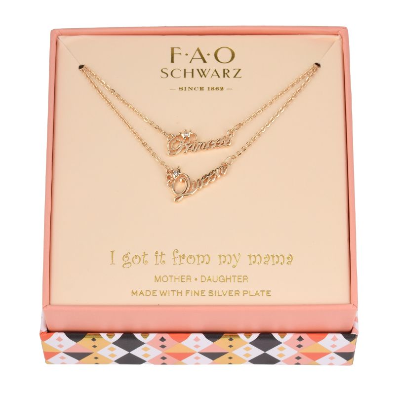 FAO Schwarz Gold Tone Princess and Queen Mommy and Me Duo Necklace Set, 2 of 3
