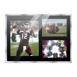 PosterPalooza | Stainless Steel Silver Wood Finish Collage Frame - Black Mat, 20 Frame Sizes, UV Acrylic - 1 of 4