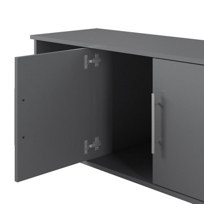 Camberly Adjustable Graphite Gray Laminated Shoe Storage Bench