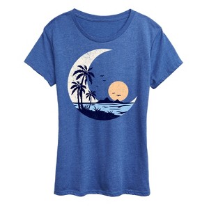 Women's - Instant Message - Moon Beach Scene Short Sleeve Graphic T-Shirt - 1 of 4