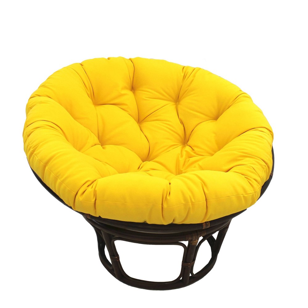 Photos - Chair 42" Rattan Papasan  with Solid Twill Cushion Sunset Yellow - Internat