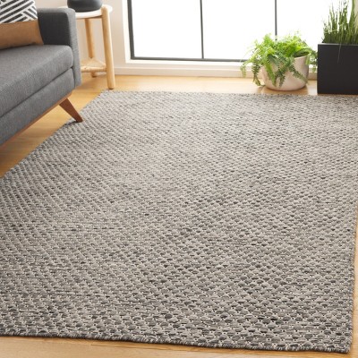 Handmade Gray Wool Rectangular Flatweave Rug, 5' x 8'