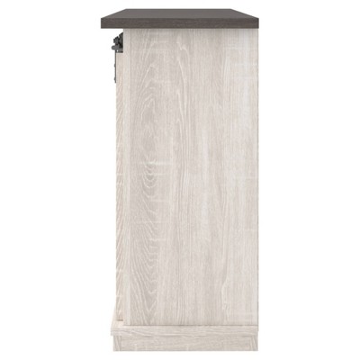 Gray Two-Tone Farmhouse TV Stand with Sliding Barn Doors