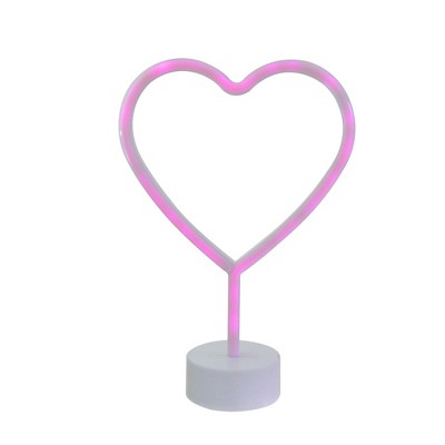 Northlight 11.5" Battery Operated Neon Style LED Valentine's Day Heart Table Light - Pink