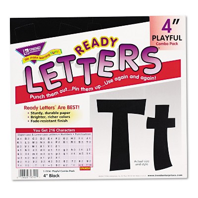 Trend Ready Letters Playful Combo Set Black 4"h 216/Set T79741