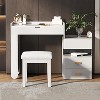 3-in-1 Makeup Vanity Desk with Flip-Top Mirror & LED, Adjustable Length Vanity Table Dressing Table Writing Desk with Drawers & Shelves - ModernLuxe - 2 of 4