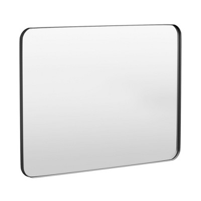 Tempered Glass Rounded Rectangle Framed Wall-Mounted Bathroom Vanity Mirror