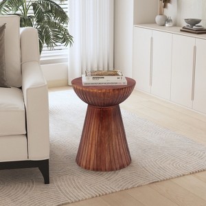 Christopher Knight Home Arbor Mango Wood Round Drum End Table, Walnut - 1 of 4