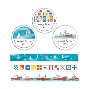 Illustrated Masking Tape by Ramus & Co - 3ct Rolls, Assorted Rolls (Sailboats + Nautical Flags + Red Boats) - 1 of 4