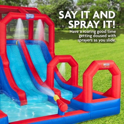 Mega Inflatable Blue and Red Backyard Water Slide Park